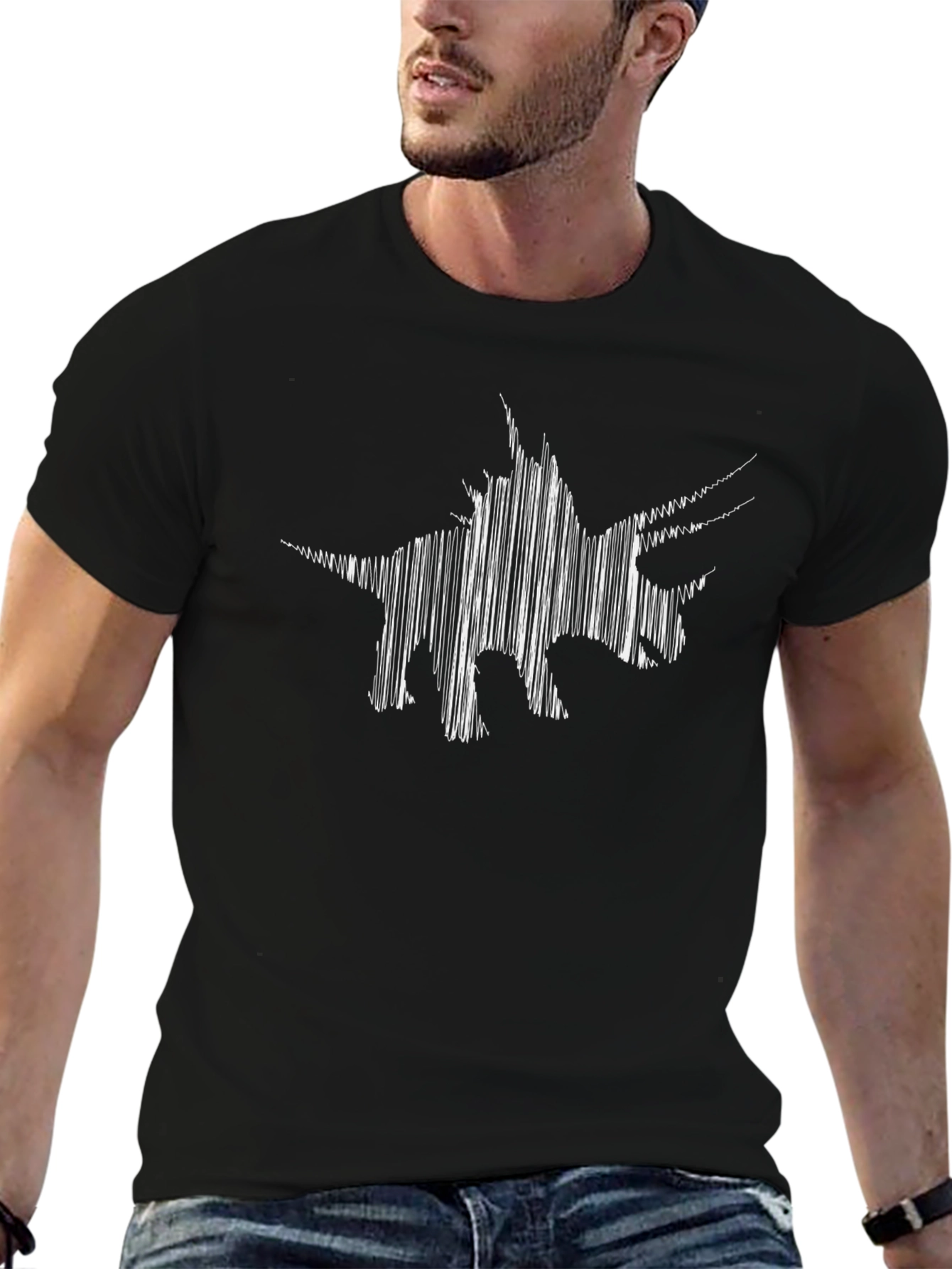 Abstract Dinosaur Black T-Shirt