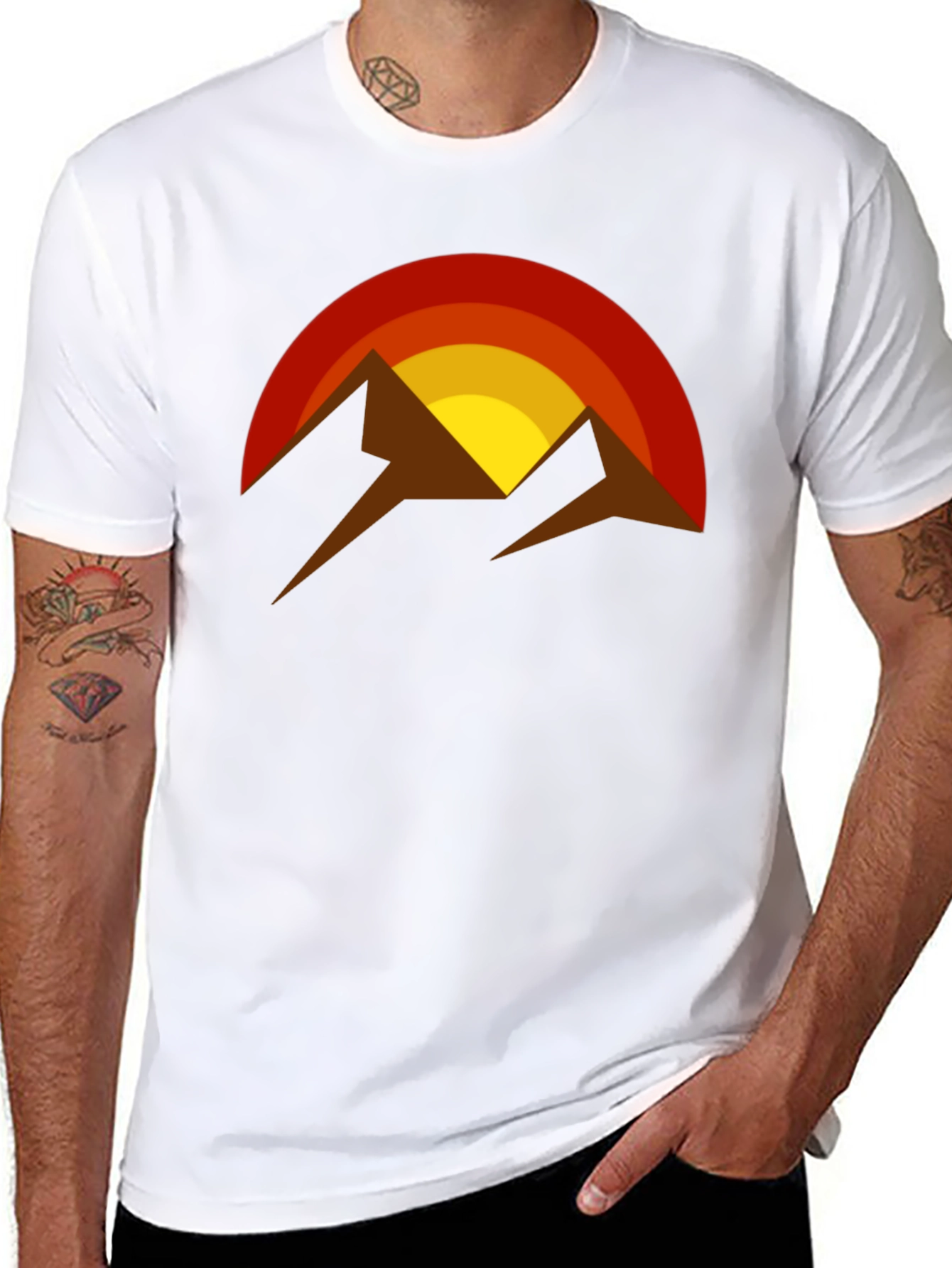 Retro Mountain Sunset Graphic T-Shirt
