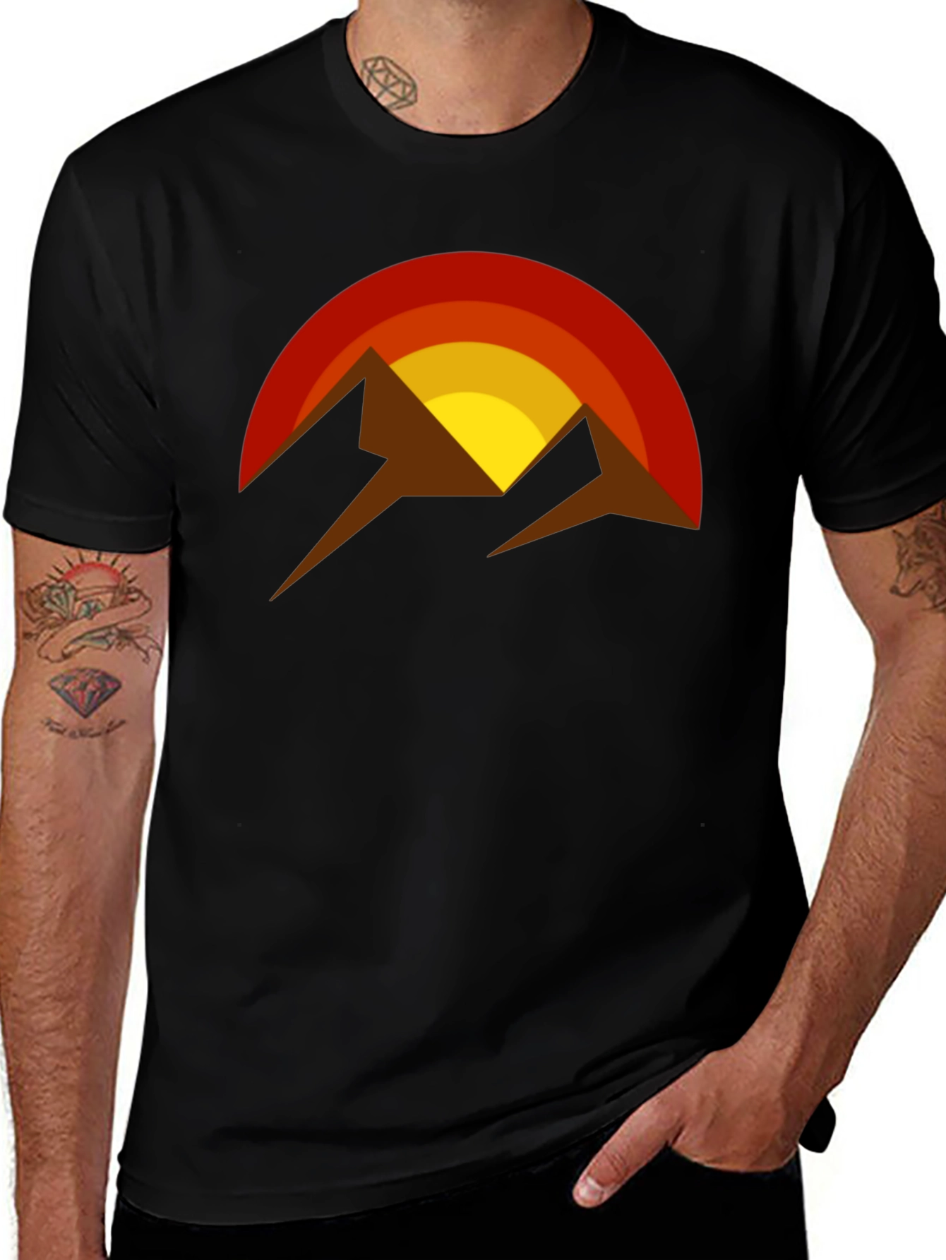 Retro Mountain Sunset Graphic T-Shirt