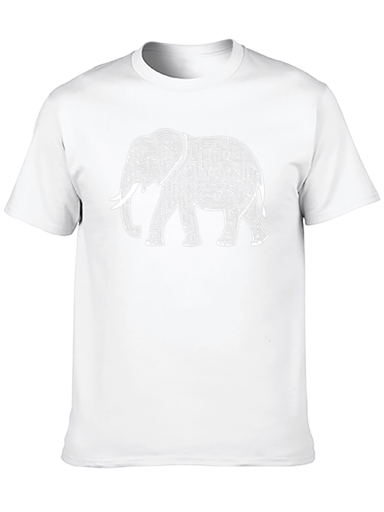 Elephant Maze Graphic Tee - Black Cotton Blend