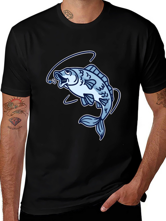 Fishing T-Shirt: Cartoon Fish with Hook Design