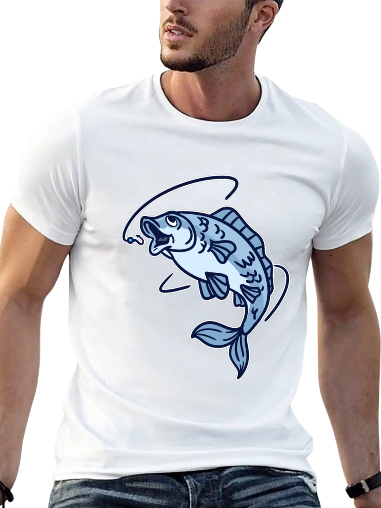 Fishing T-Shirt: Cartoon Fish with Hook Design