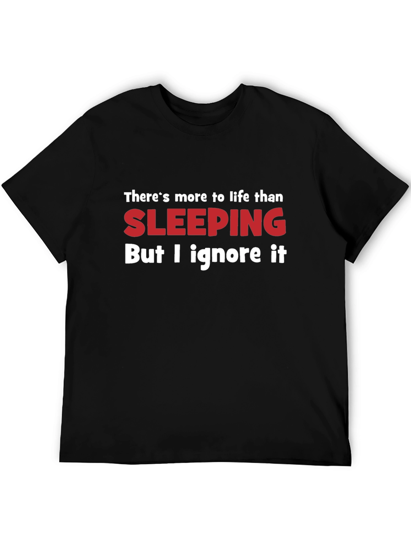 Funny Sleeping Graphic T-Shirt - Black Cotton Tee