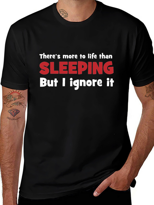 Funny Sleeping Graphic T-Shirt - Black Cotton Tee