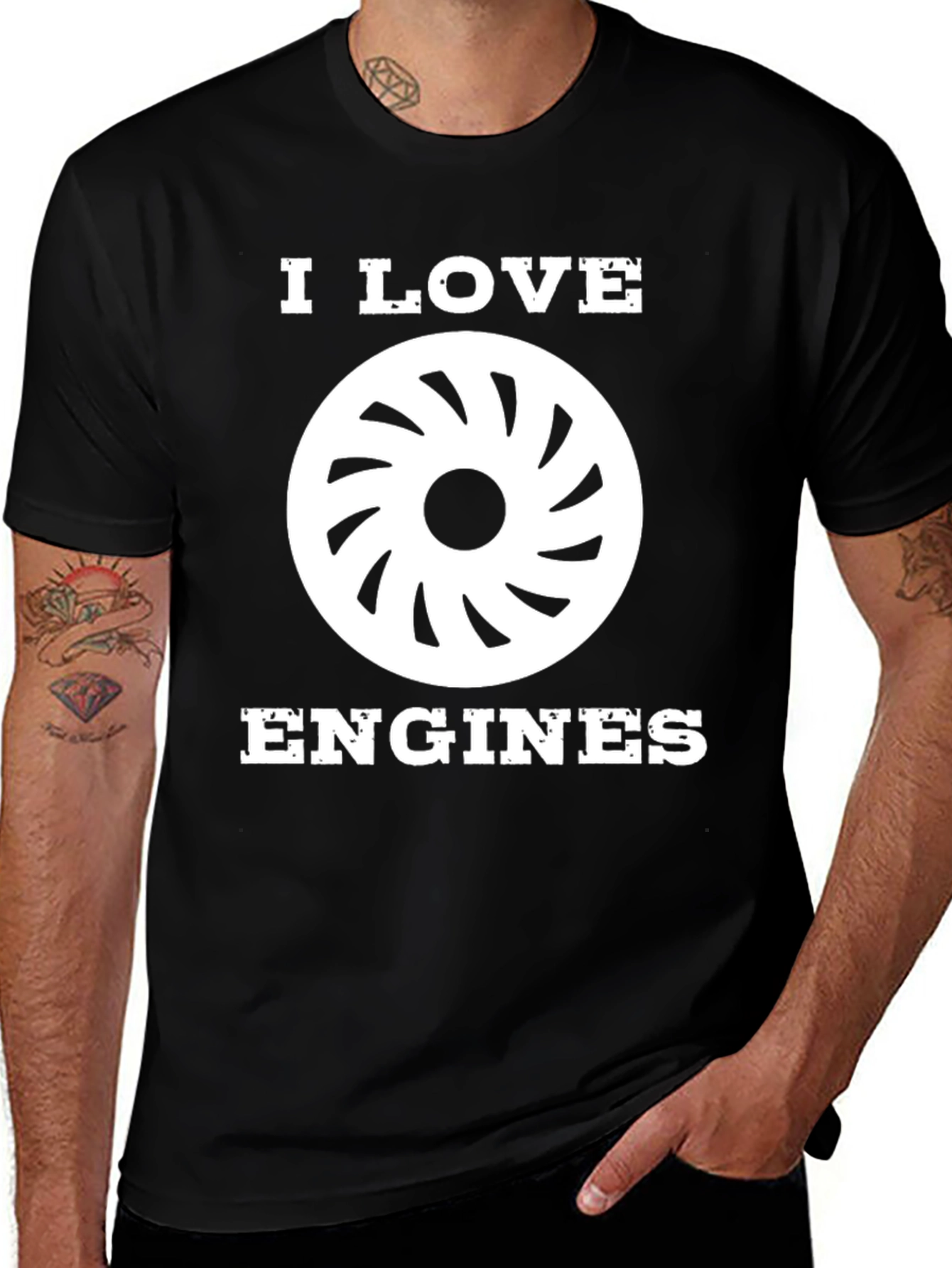 I Love Engines Graphic Tee - Mens Black T-Shirt