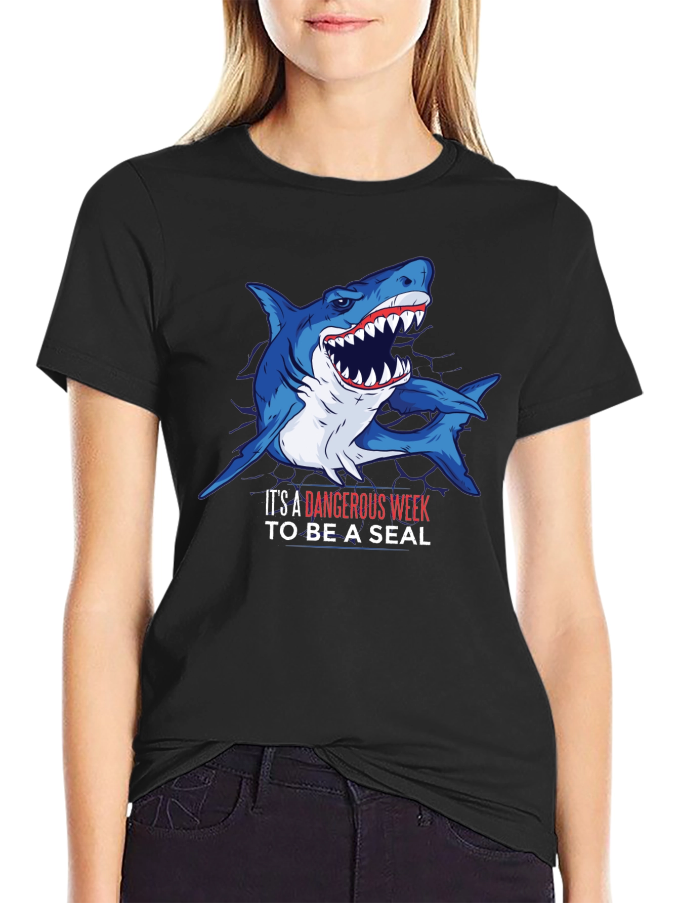 Dangerous Shark Week T-Shirt - Mens Black Tee
