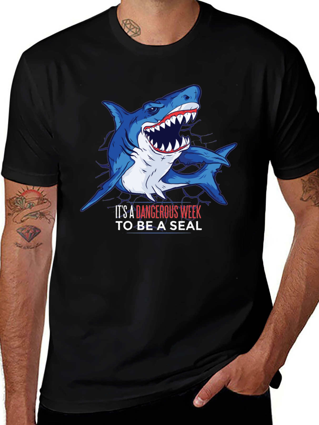 Dangerous Shark Week T-Shirt - Mens Black Tee