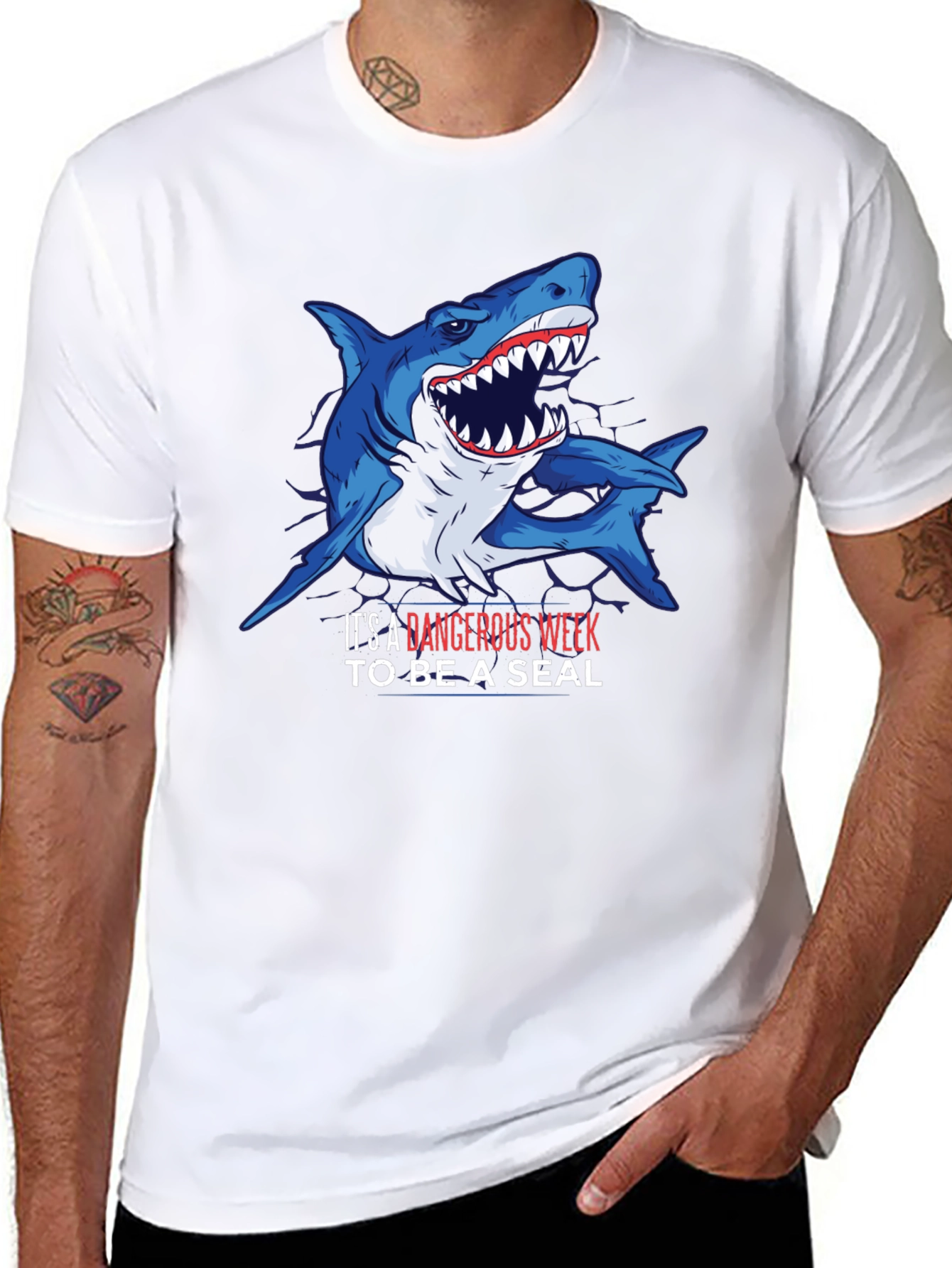 Dangerous Shark Week T-Shirt - Mens Black Tee