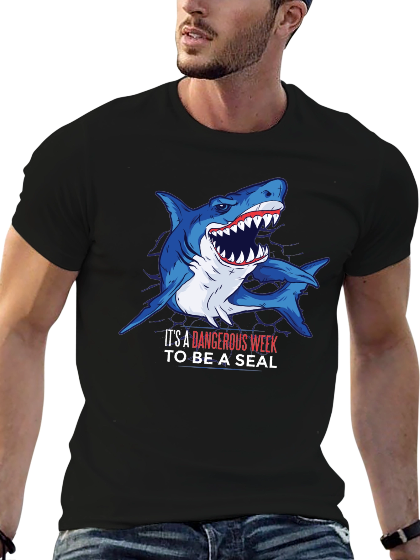 Dangerous Shark Week T-Shirt - Mens Black Tee