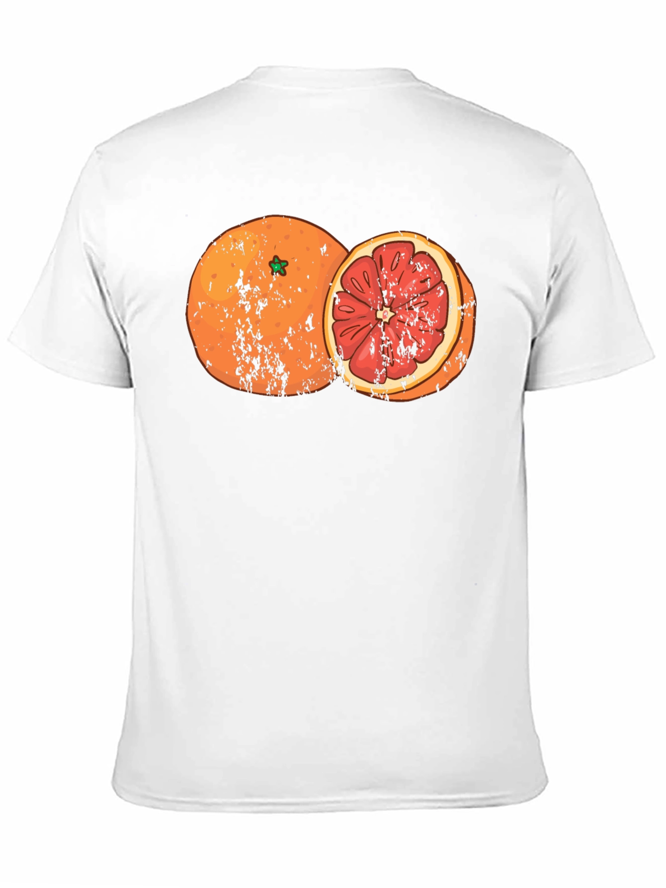 Distressed Orange Graphic Tee - Fruit Design Shirt
