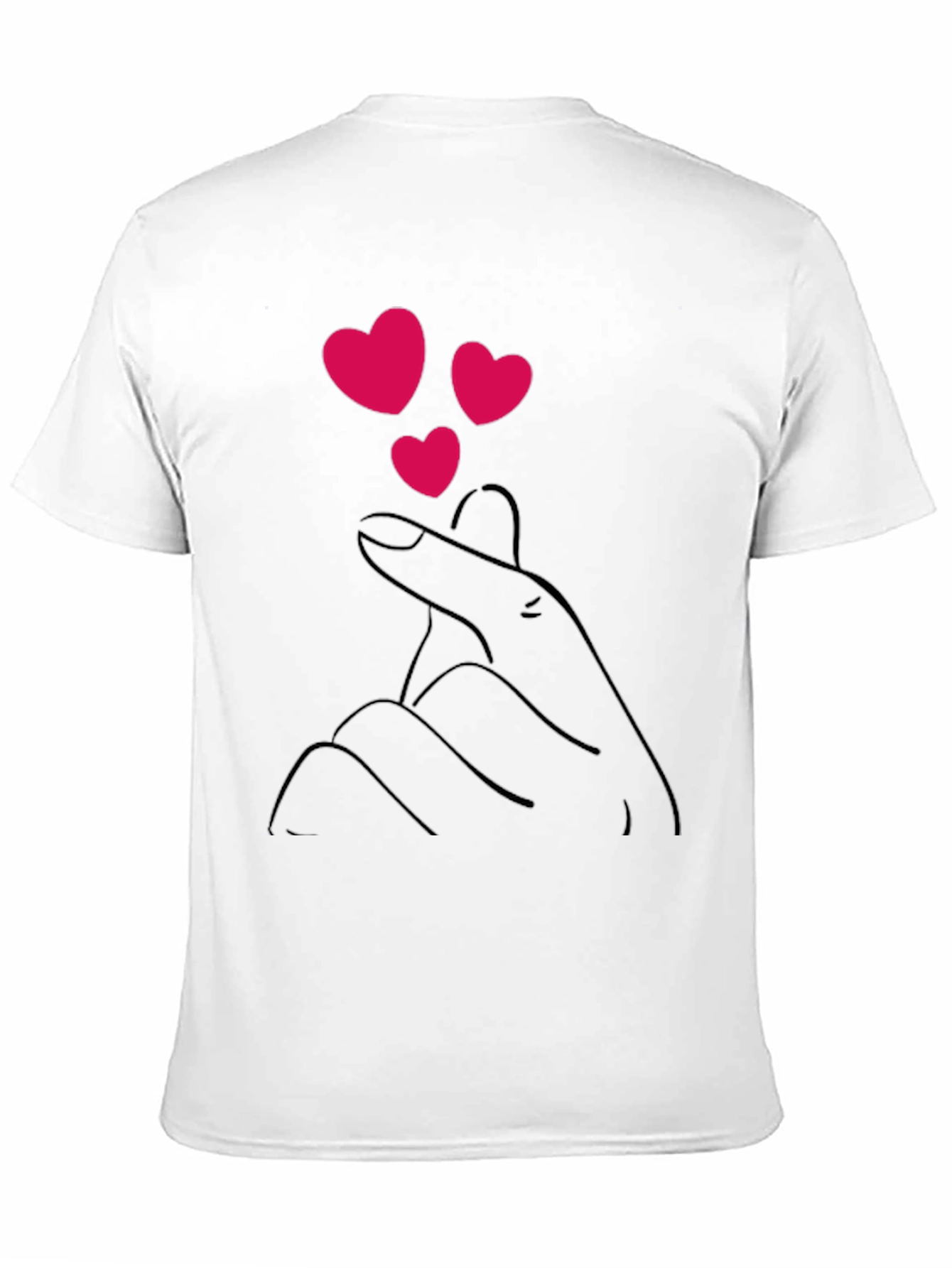 Black T-Shirt with Heart Finger Design