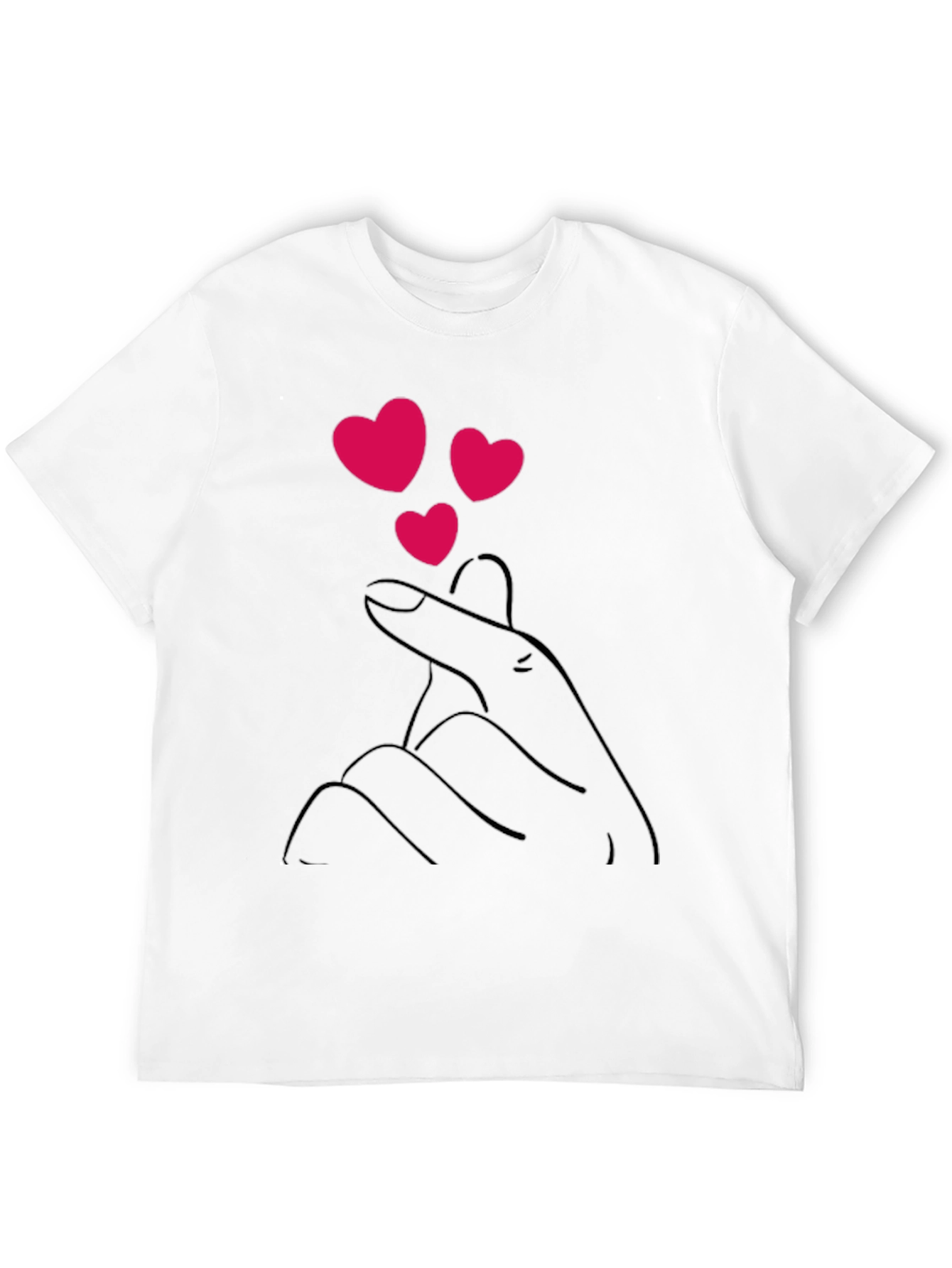 Black T-Shirt with Heart Finger Design