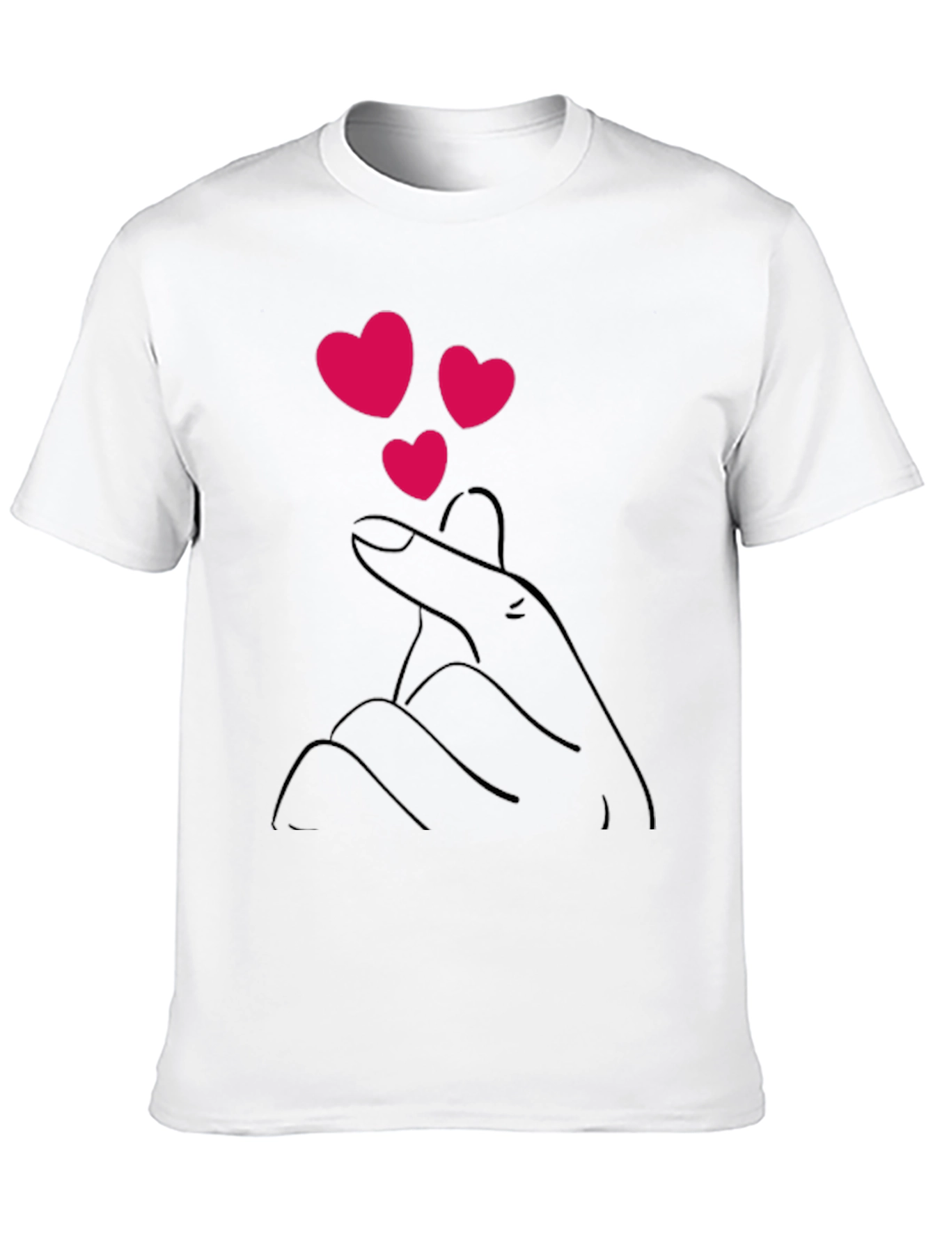 Black T-Shirt with Heart Finger Design