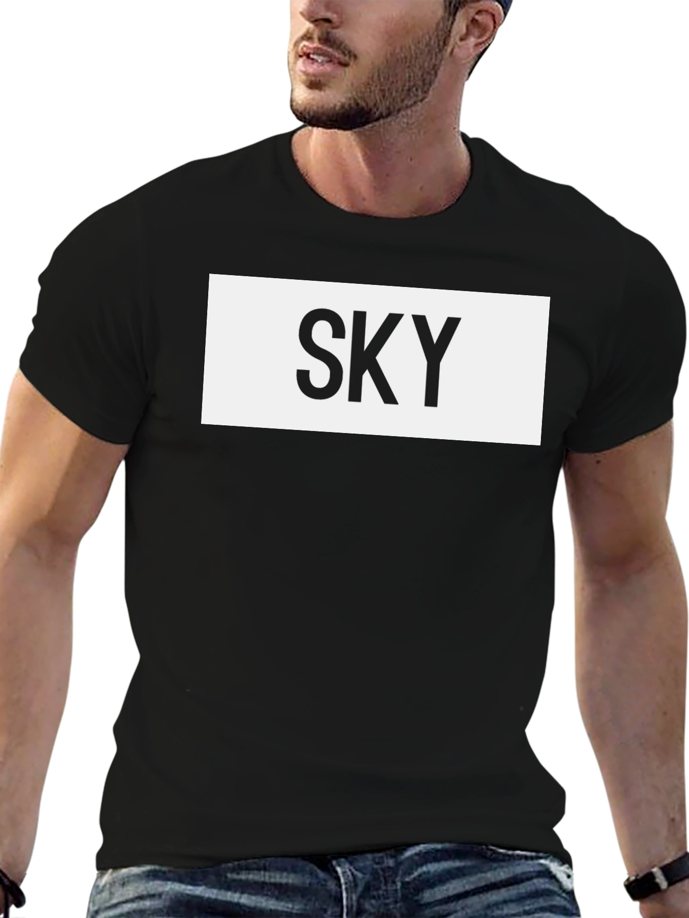 SKY Graphic T-Shirt - Black Crew Neck Tee