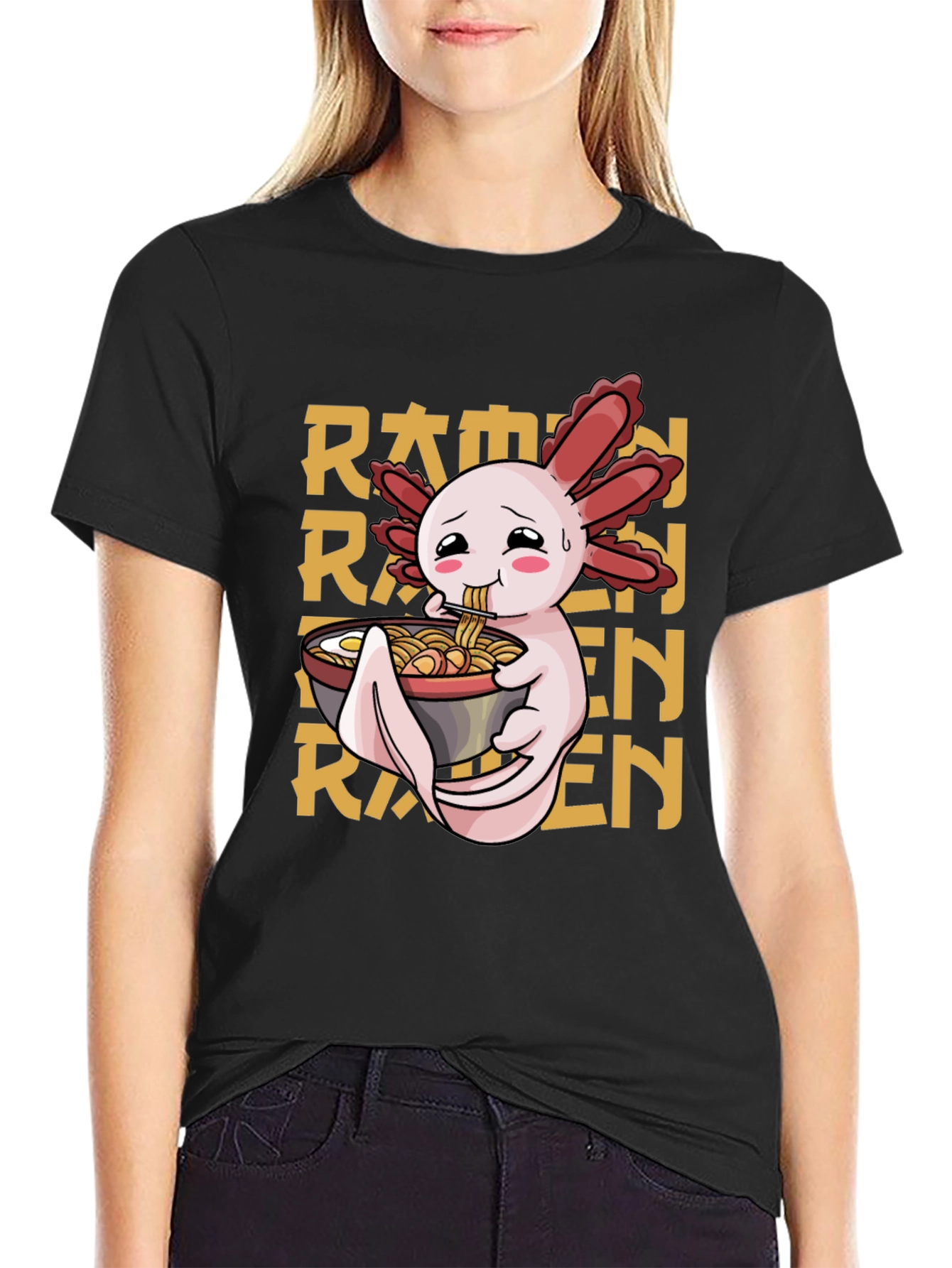 Axolotl Ramen T-Shirt - Cute Anime Style