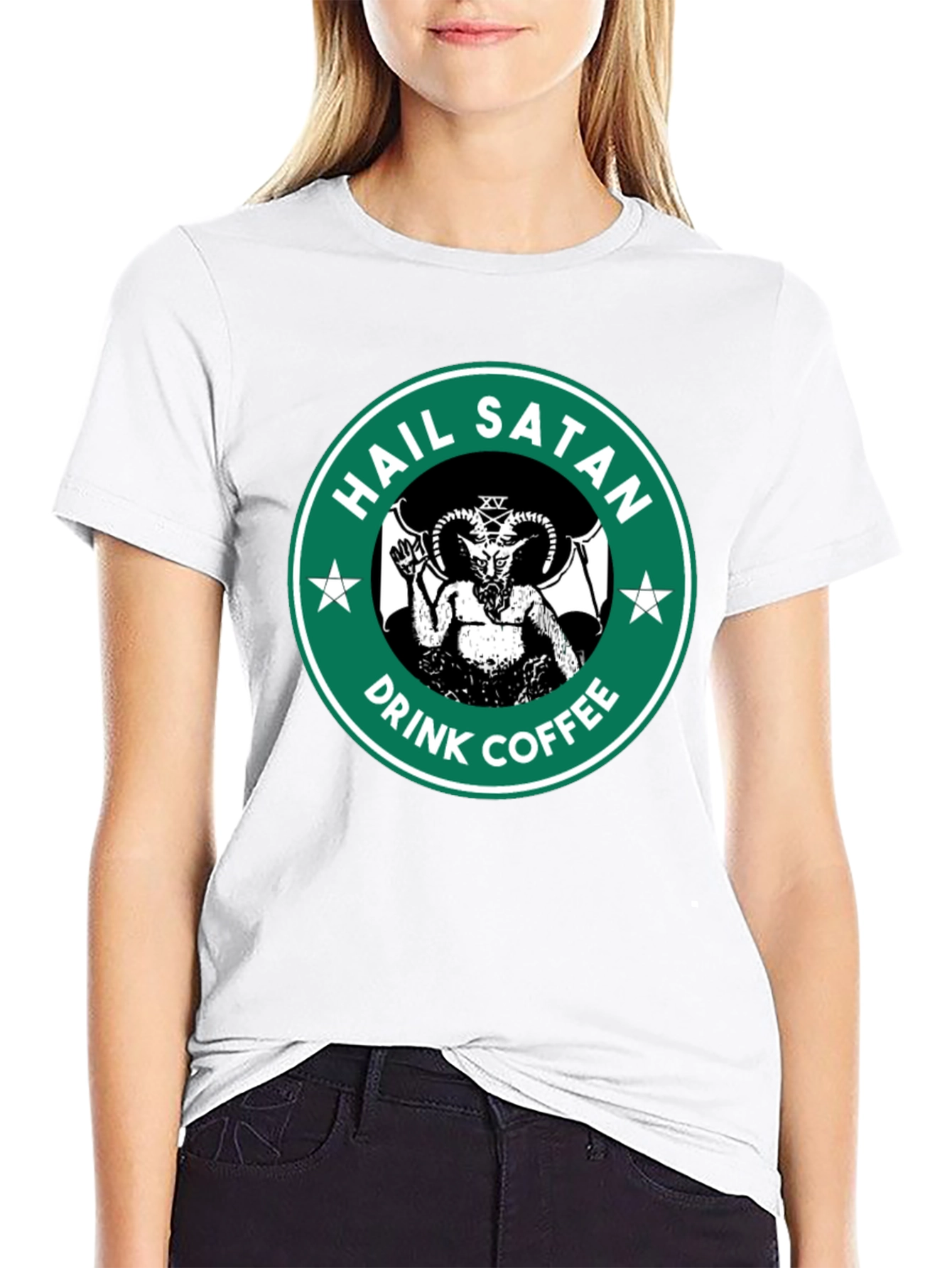 Hail Satan Drink Coffee Graphic T-Shirt