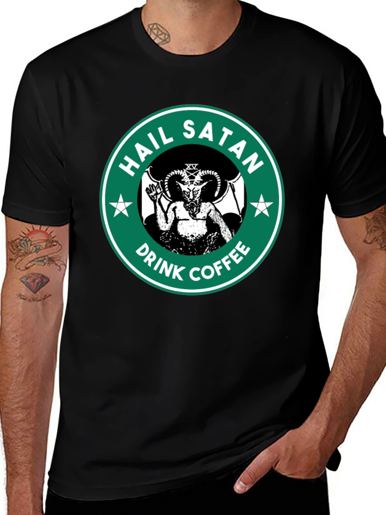 Hail Satan Drink Coffee Graphic T-Shirt