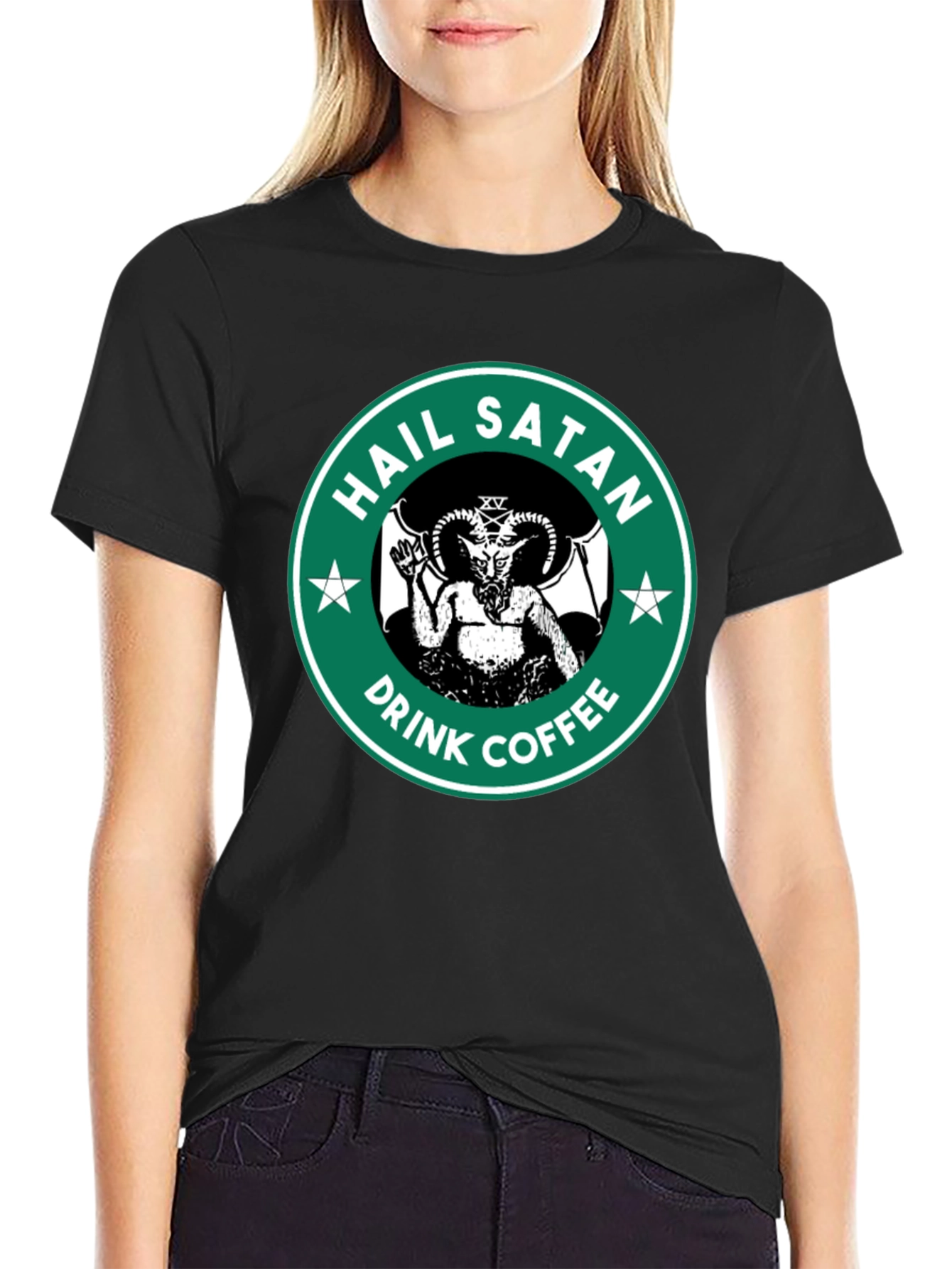 Hail Satan Drink Coffee Graphic T-Shirt