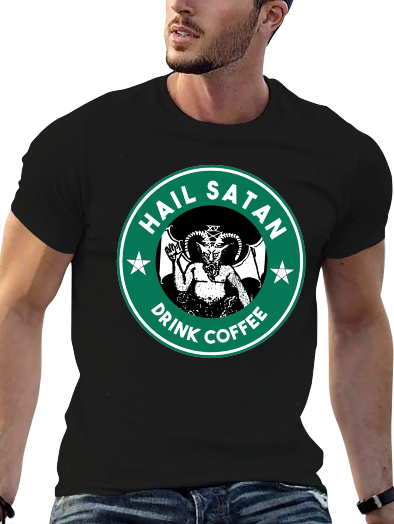 Hail Satan Drink Coffee Graphic T-Shirt
