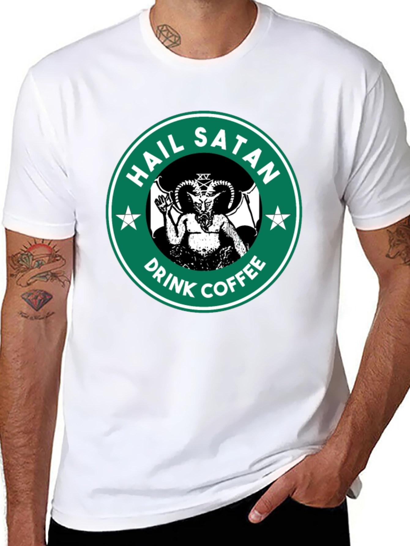 Hail Satan Drink Coffee Graphic T-Shirt