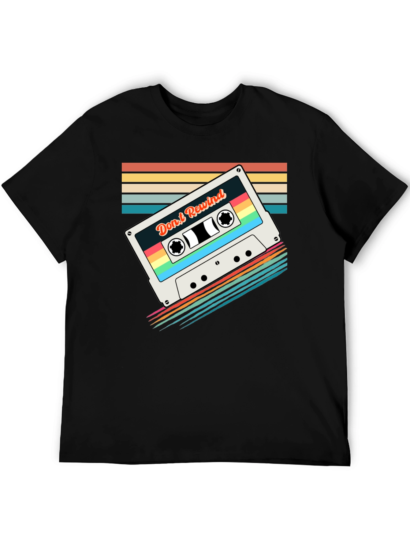 Retro Mixtape T-Shirt - Dont Rewind Black Tee