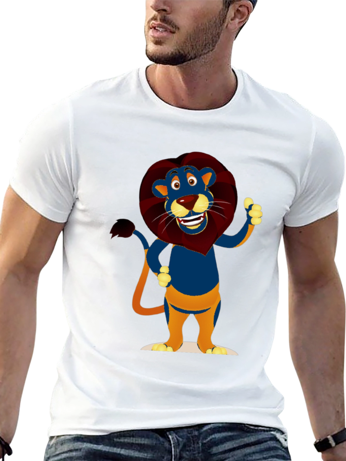Cartoon Lion Graphic T-Shirt