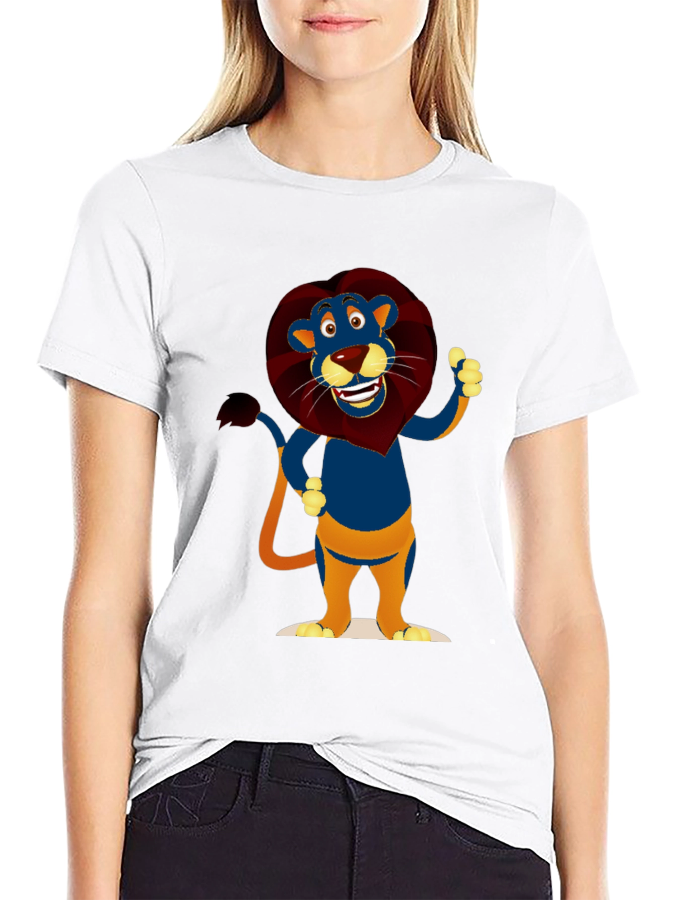 Cartoon Lion Graphic T-Shirt