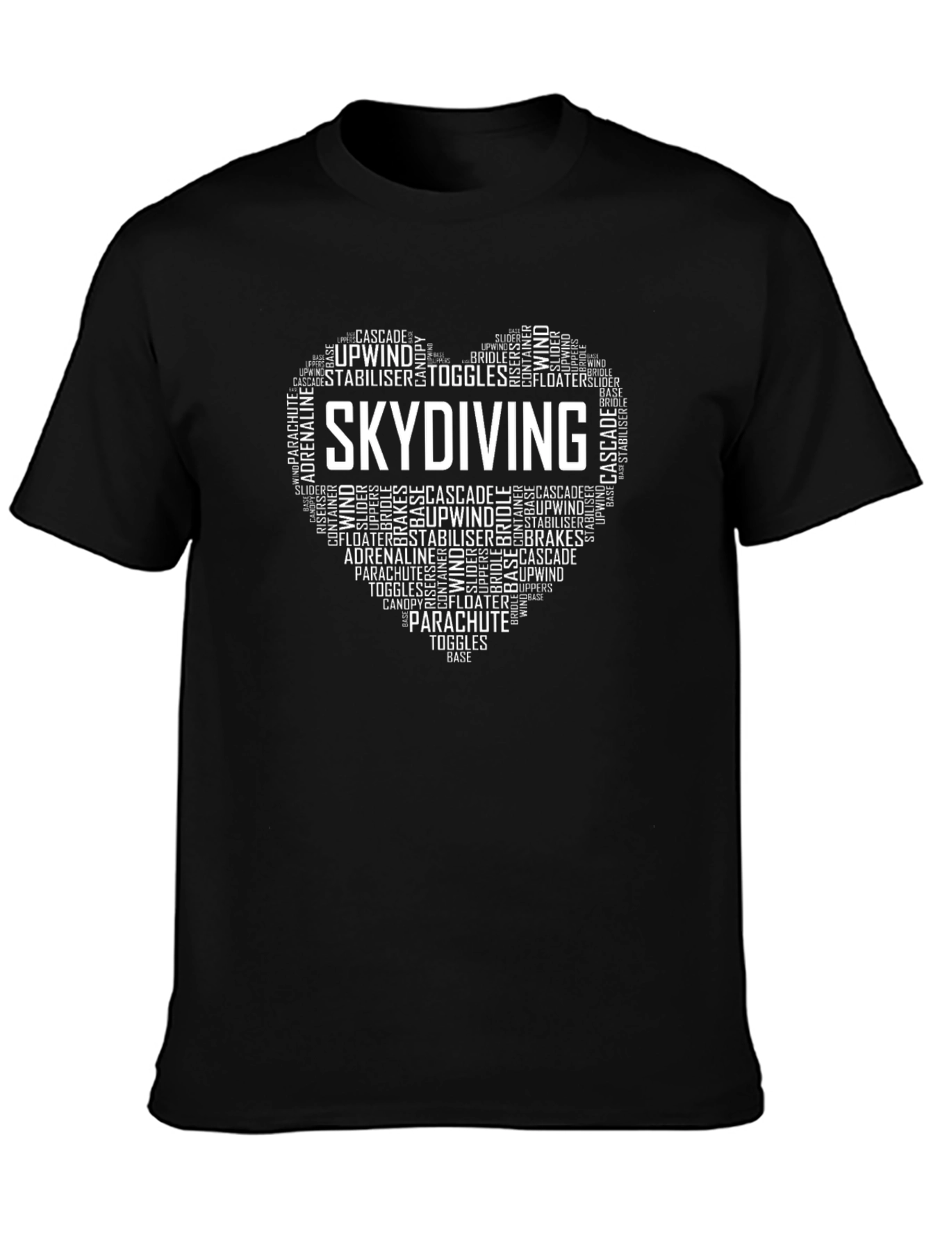 Skydiving Heart Word Art Graphic T-Shirt