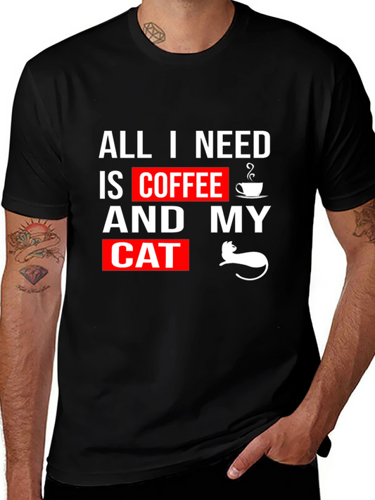 Coffee and Cats T-Shirt - Black Graphic Tee