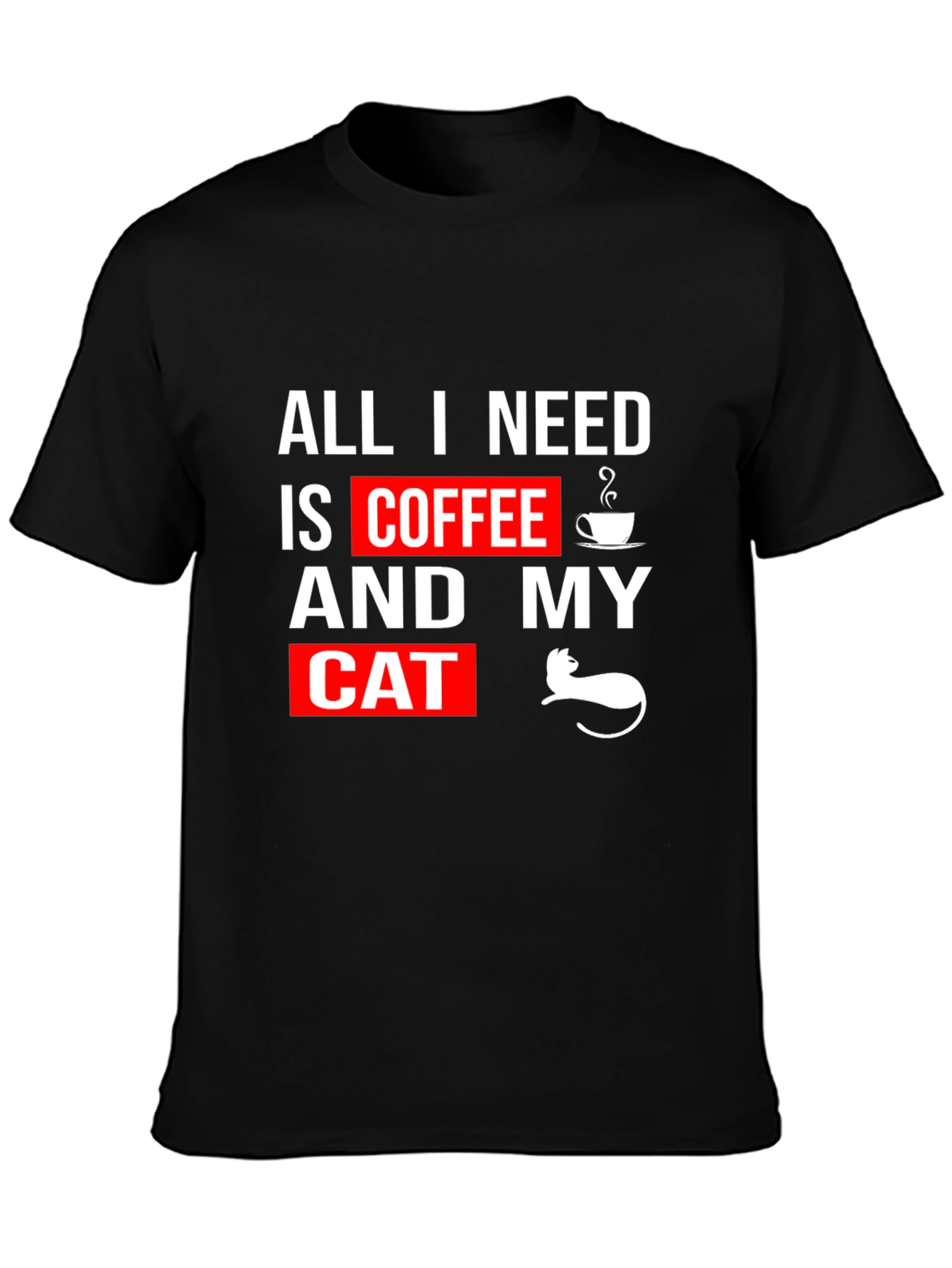 Coffee and Cats T-Shirt - Black Graphic Tee