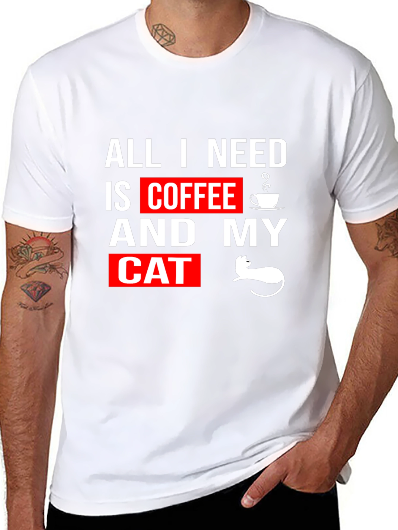 Coffee and Cats T-Shirt - Black Graphic Tee