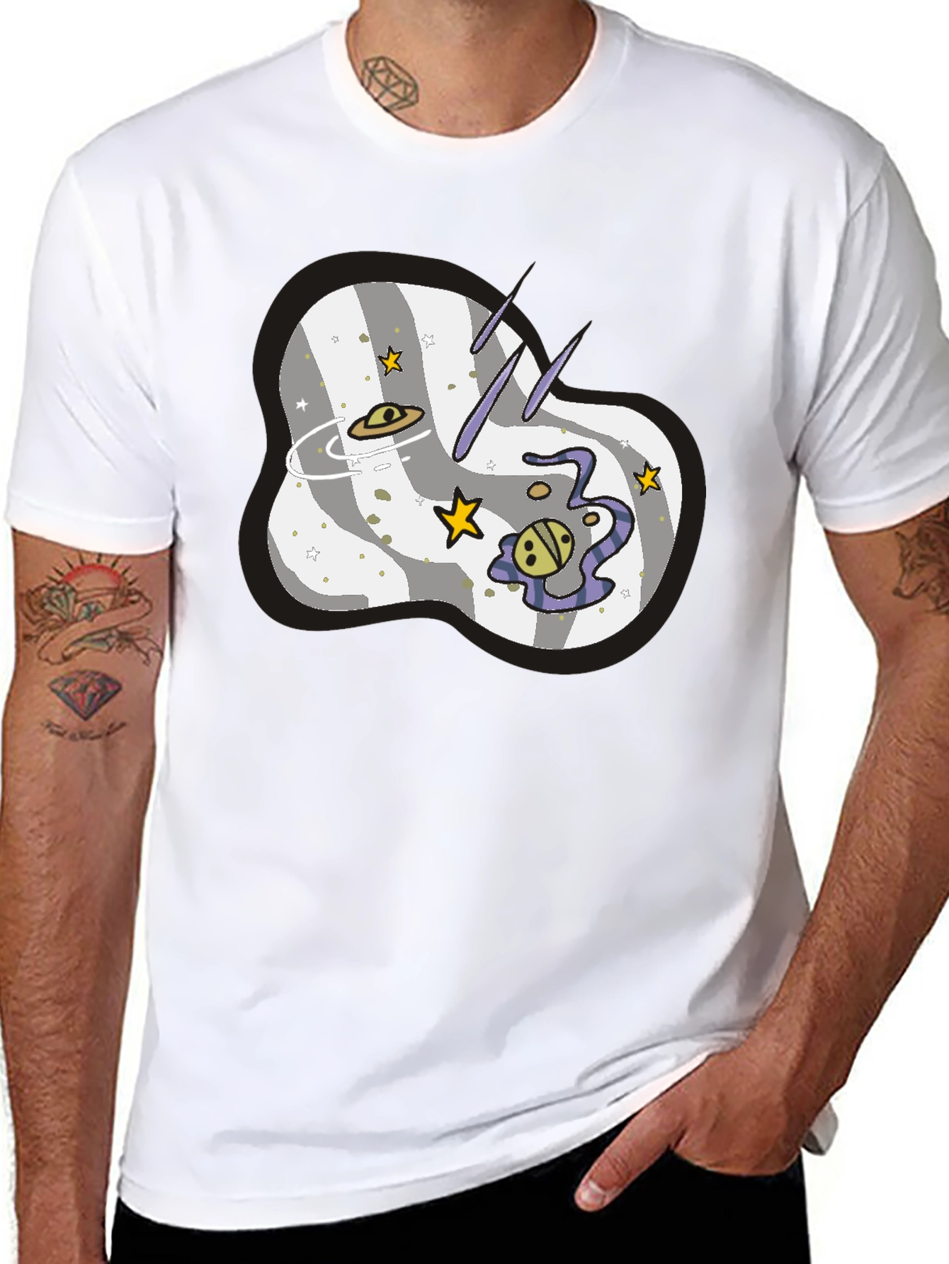 Space Galaxy Graphic T-Shirt - Mens Black Tee