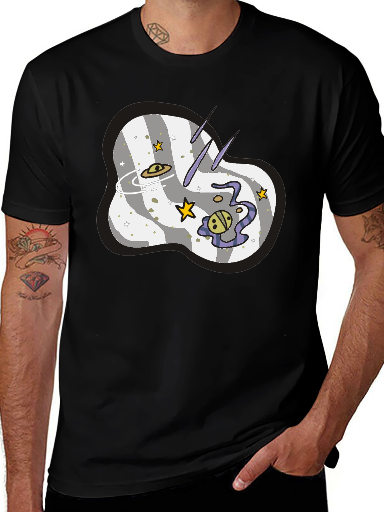 Space Galaxy Graphic T-Shirt - Mens Black Tee