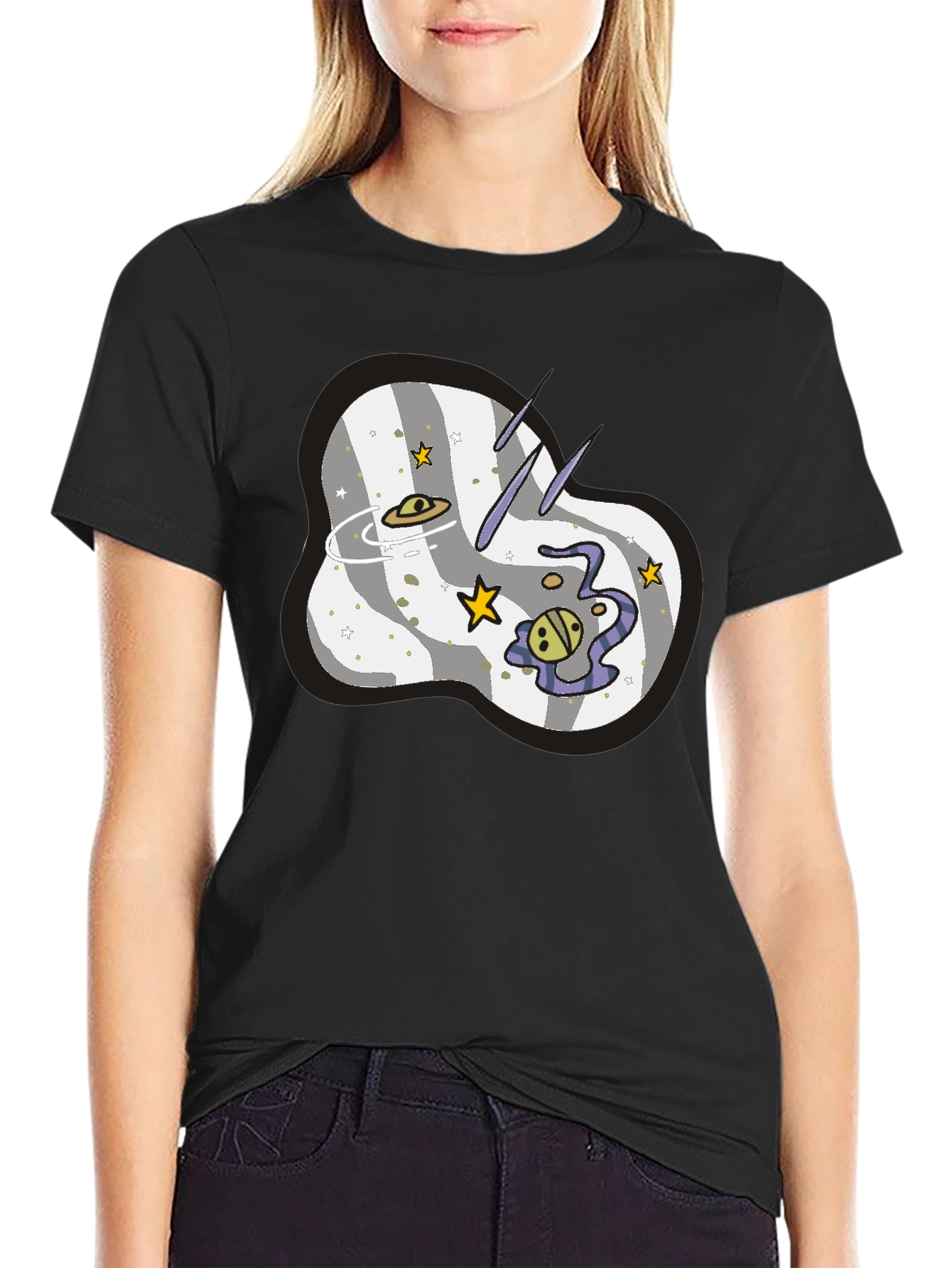 Space Galaxy Graphic T-Shirt - Mens Black Tee
