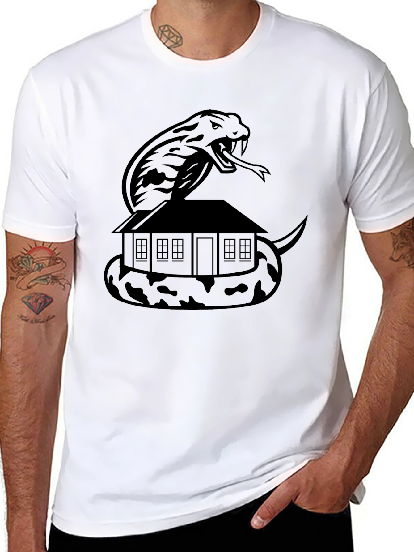Snake House Graphic Tee - Mens Black T-Shirt