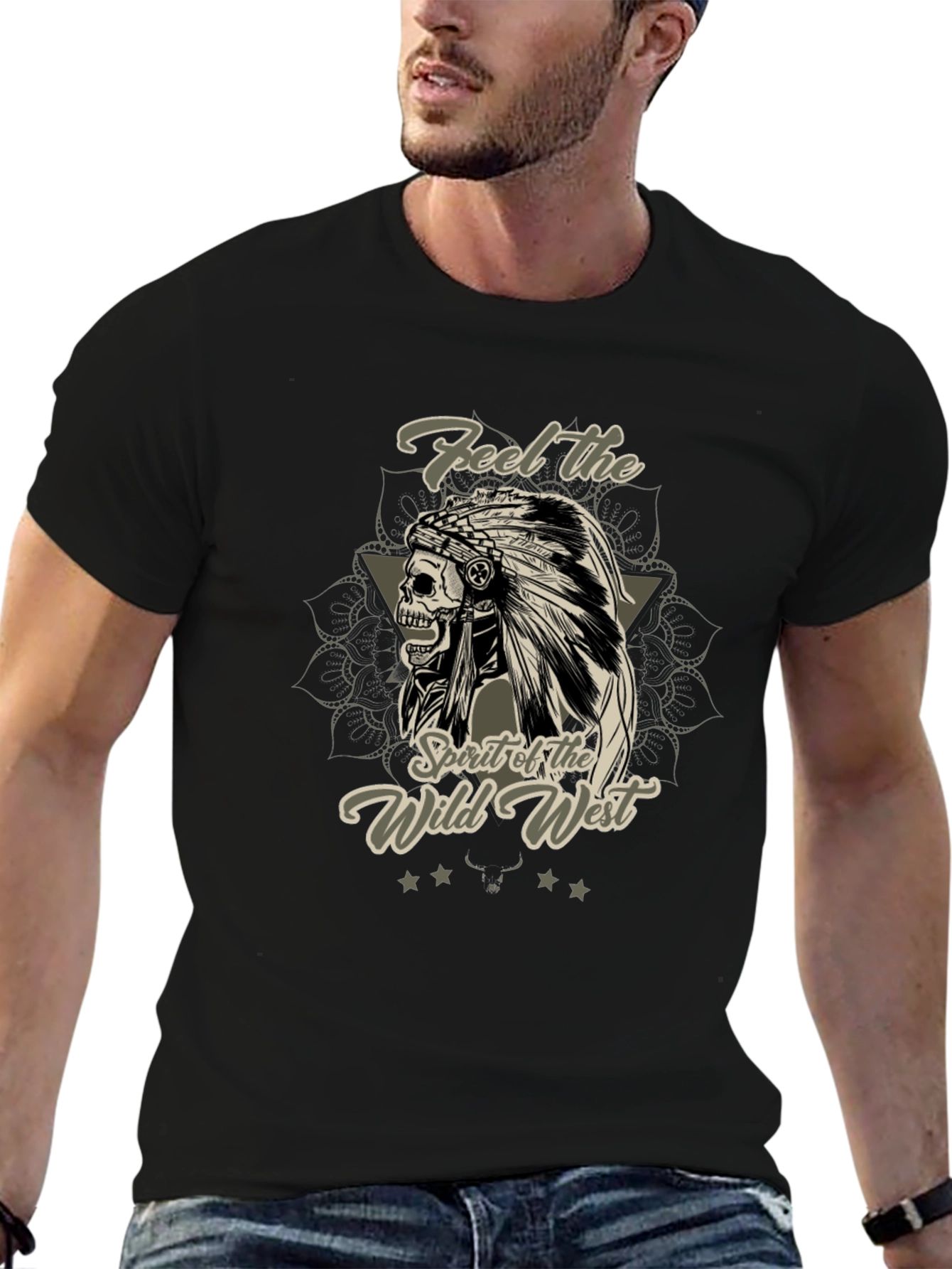 Wild West Skull Graphic T-Shirt