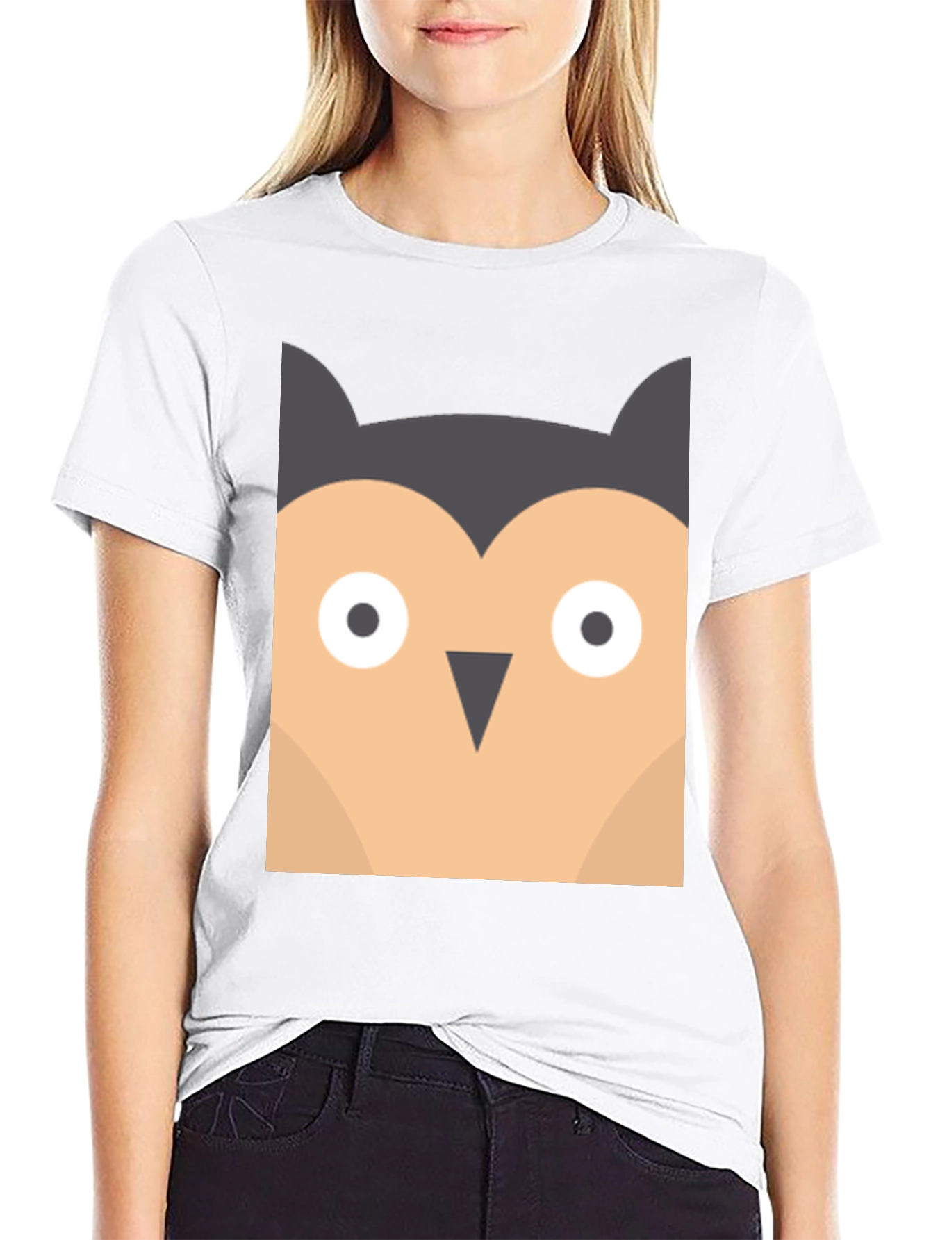 Owl Graphic Print Black Tee