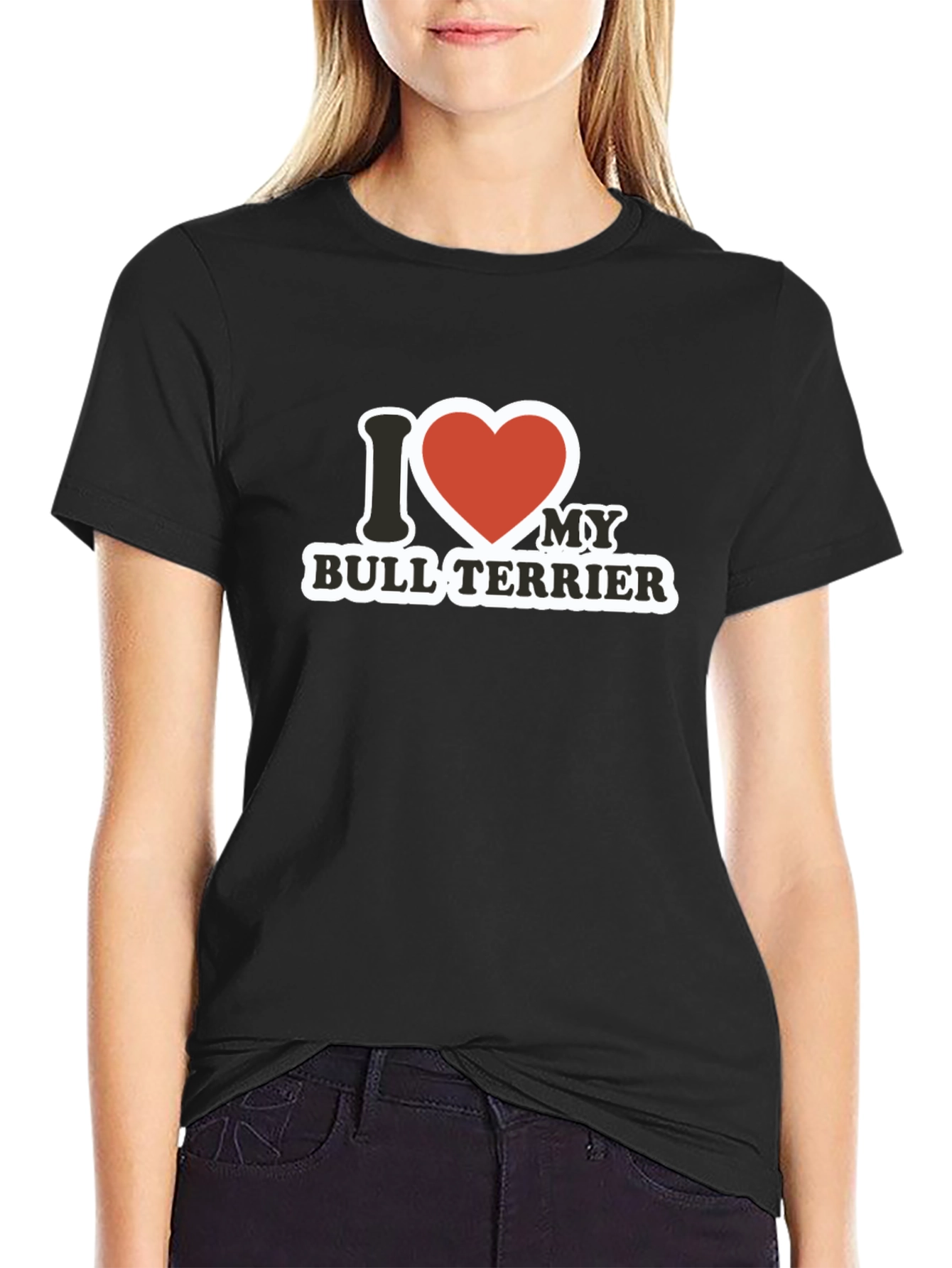 I Heart My Bull Terrier Black T-Shirt