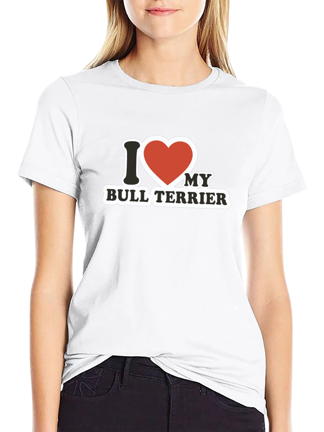 I Heart My Bull Terrier Black T-Shirt