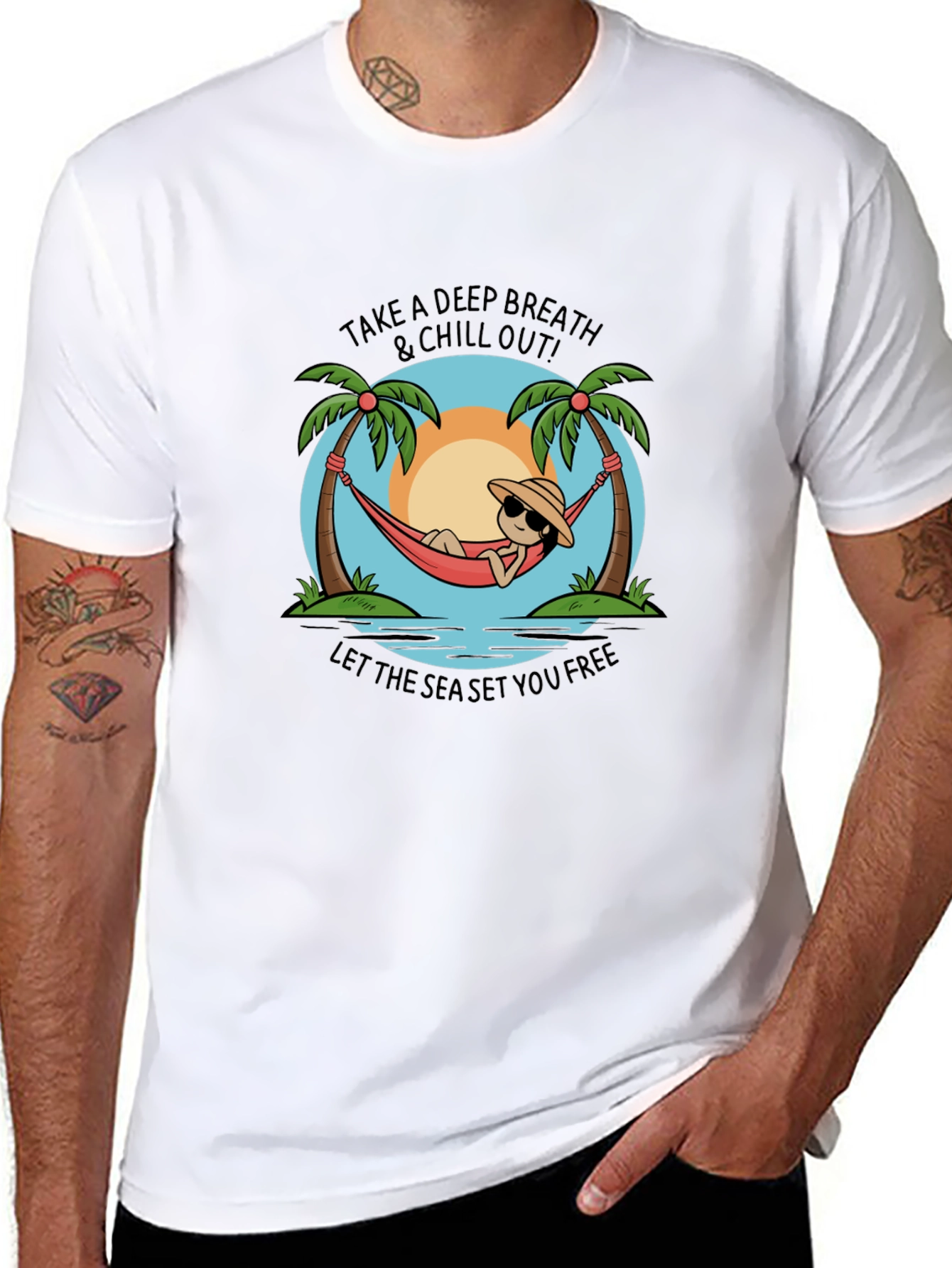 Chill Out Black T-Shirt - Deep Breath & Sea
