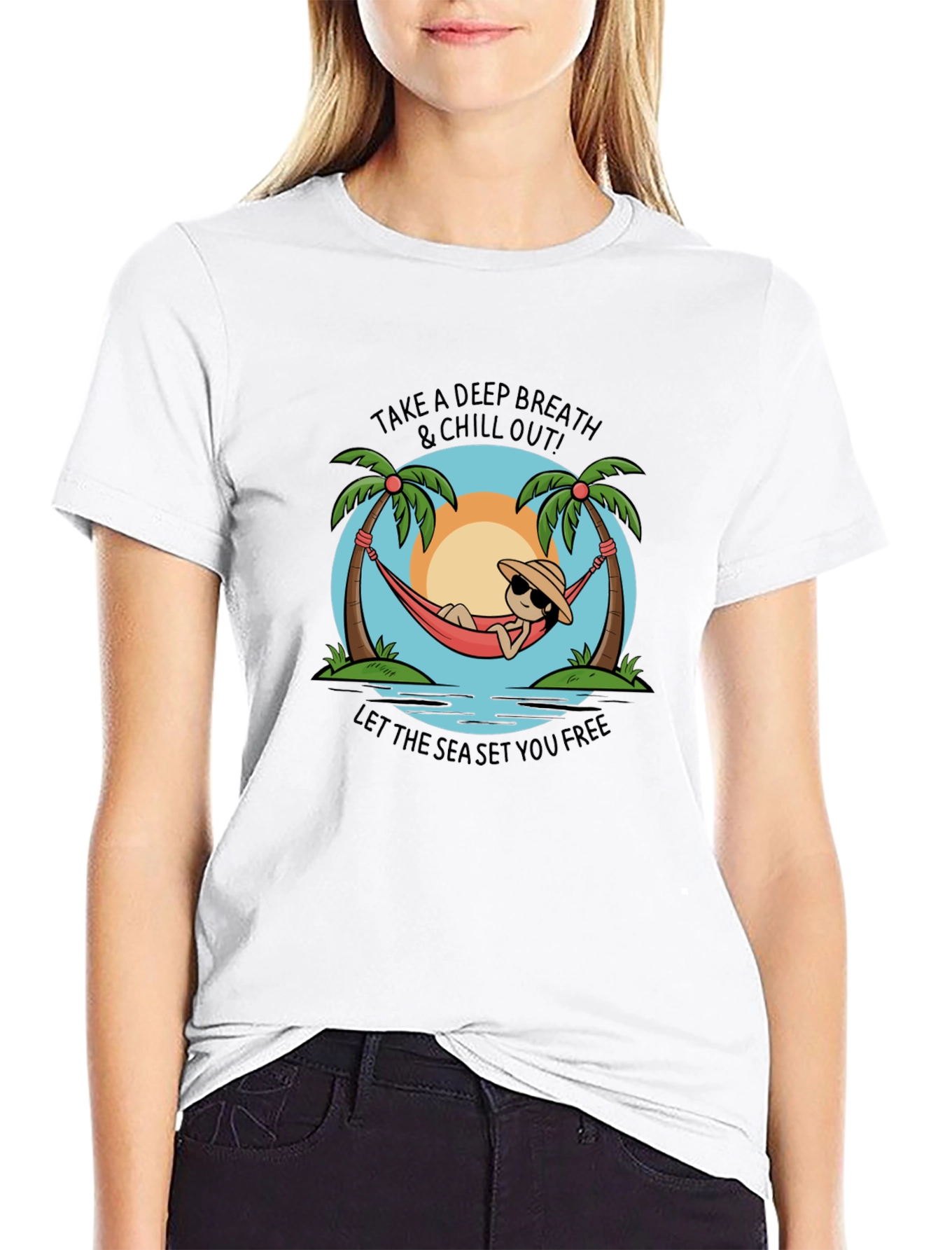 Chill Out Black T-Shirt - Deep Breath & Sea