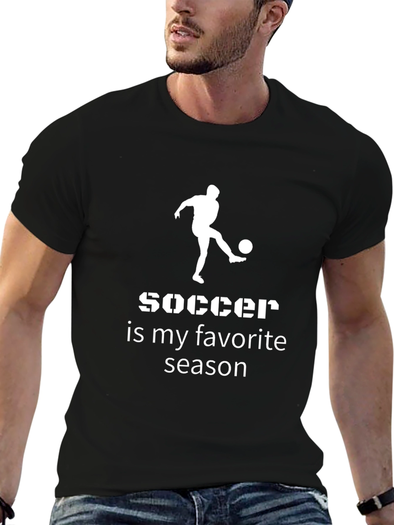 Soccer Is My Favorite Season Black T-Shirt