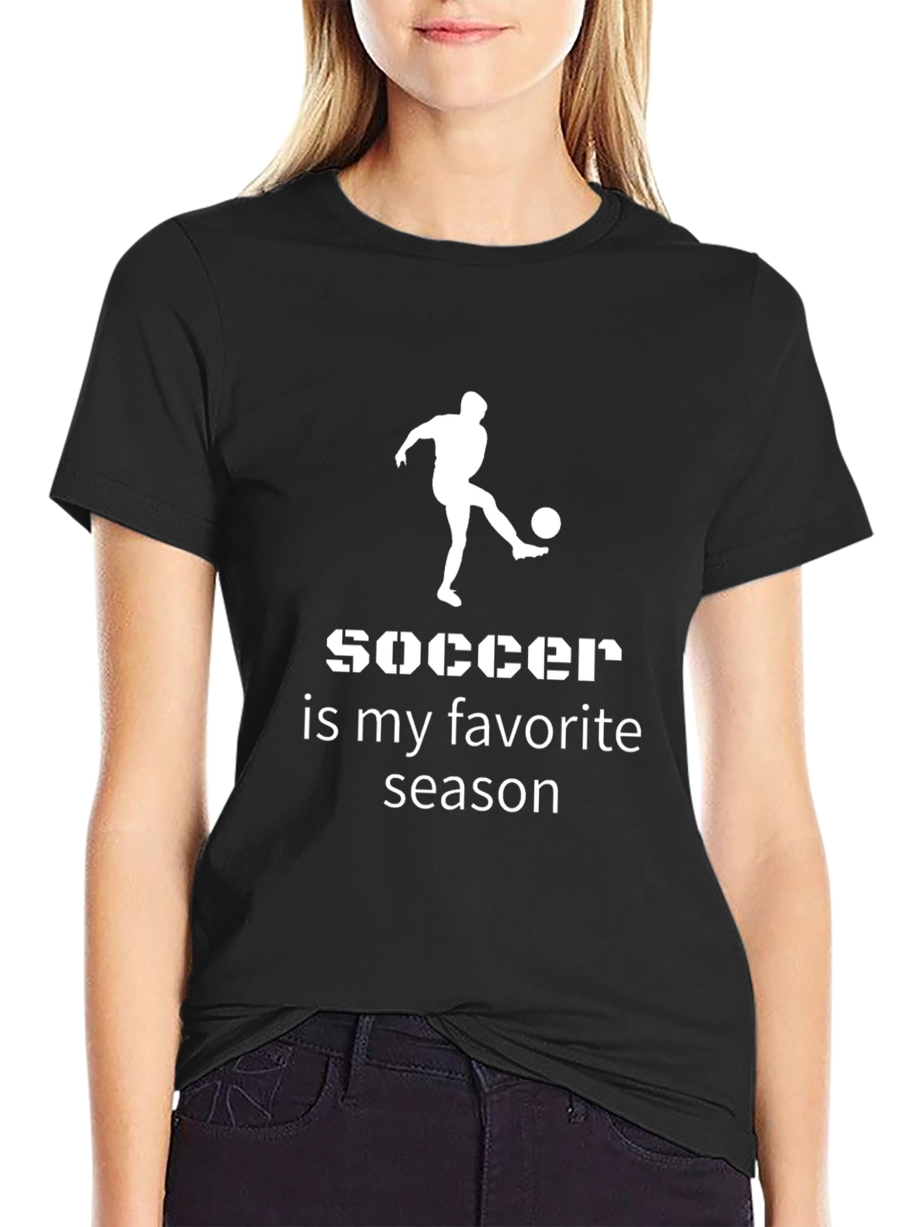 Soccer Is My Favorite Season Black T-Shirt