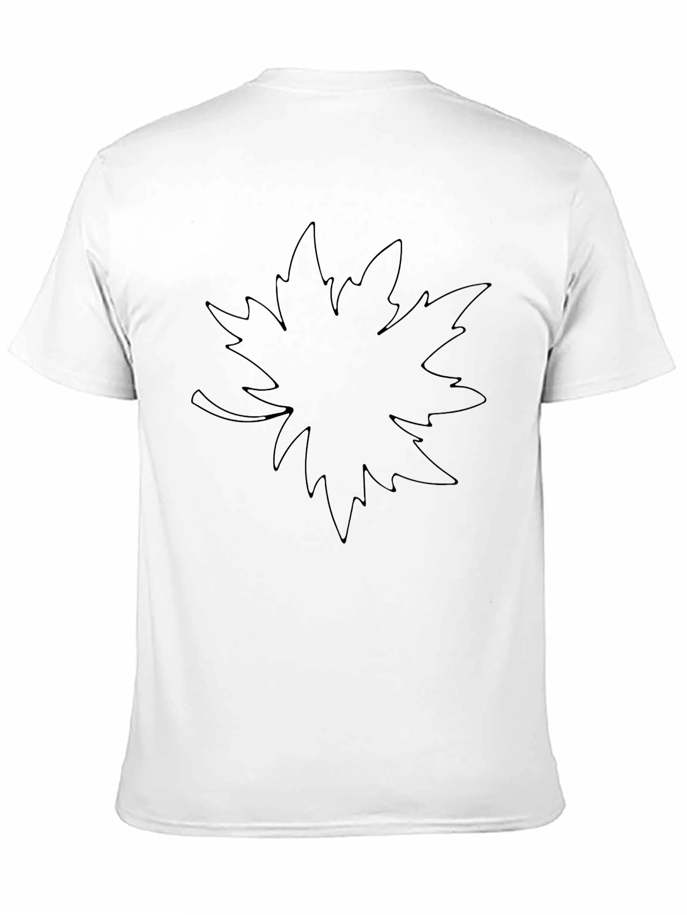 Black Graphic Tee - Leaf Outline Design Casual Style