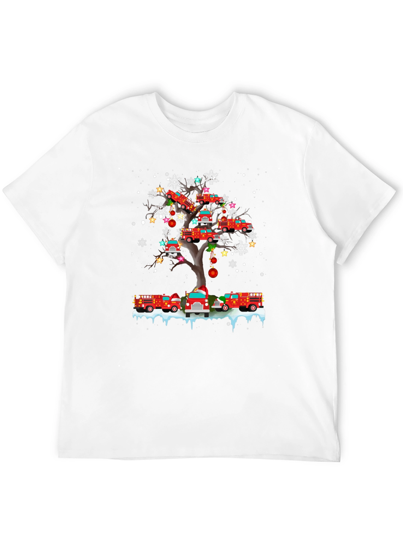 Fire Truck Christmas Tree T-Shirt Holiday Tee