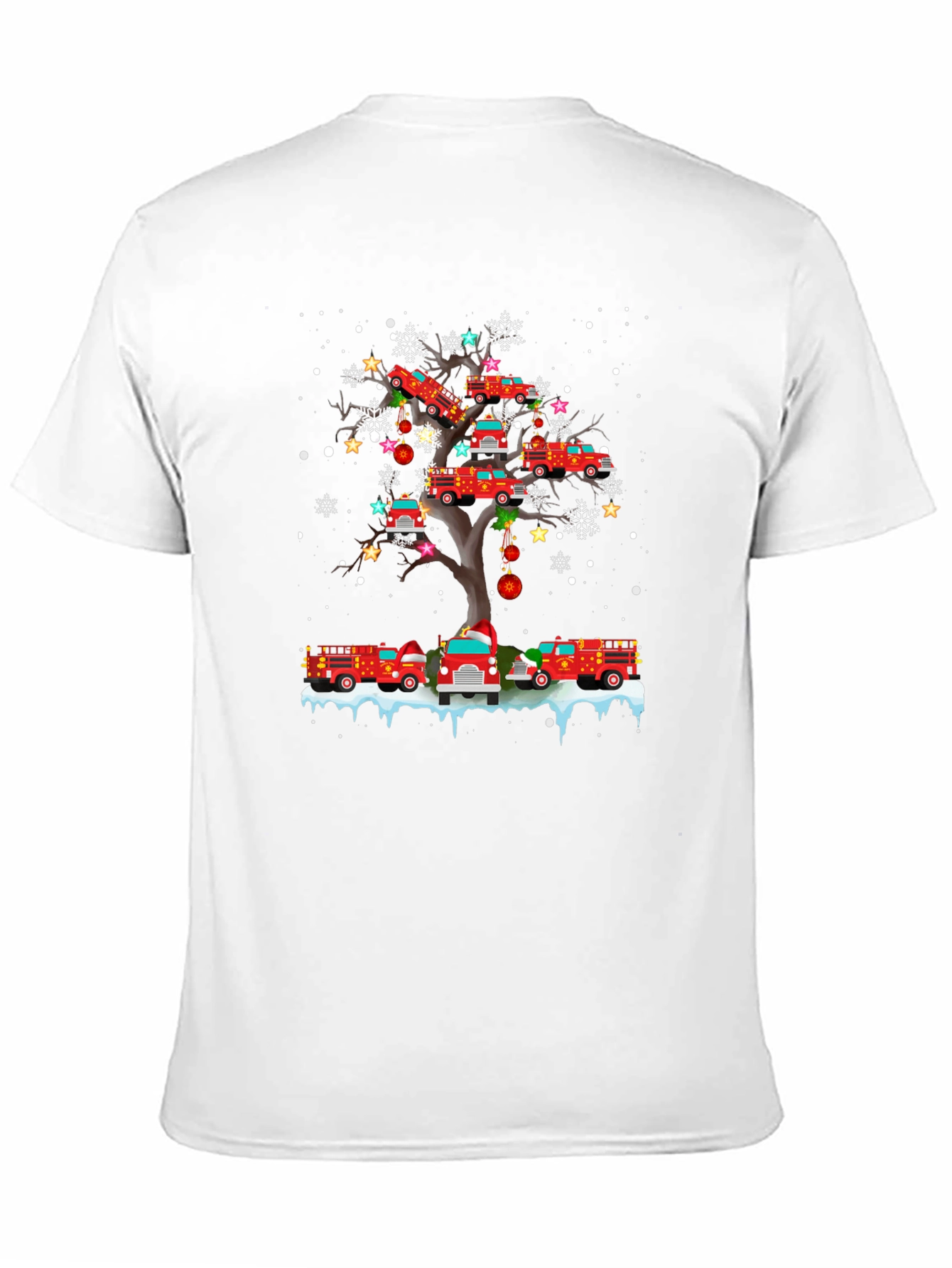 Fire Truck Christmas Tree T-Shirt Holiday Tee