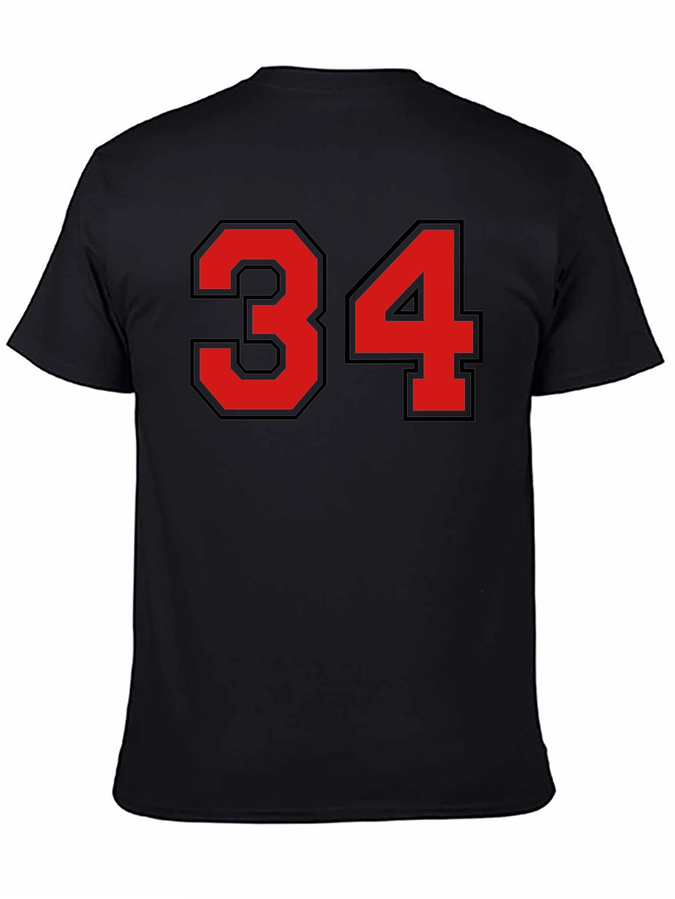 Mens Black T-Shirt with Red 34 Design