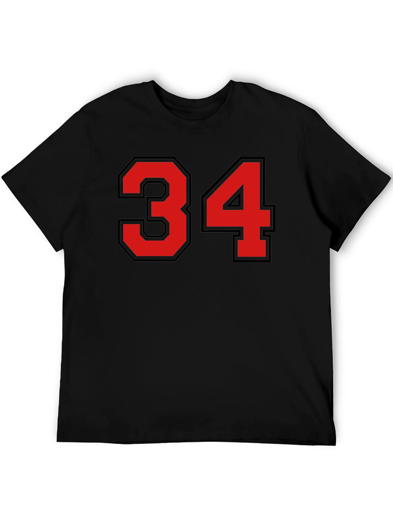 Mens Black T-Shirt with Red 34 Design