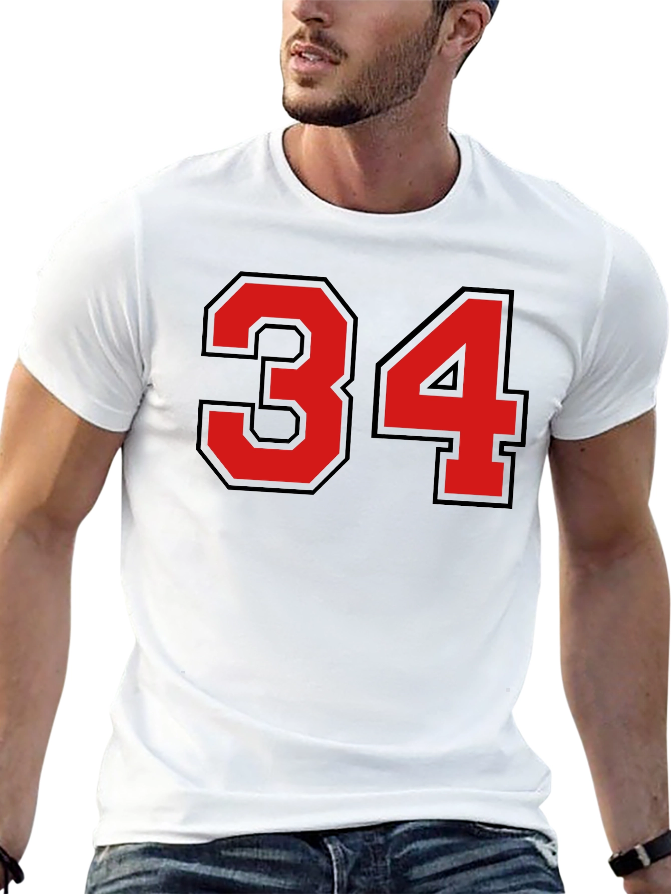 Mens Black T-Shirt with Red 34 Design