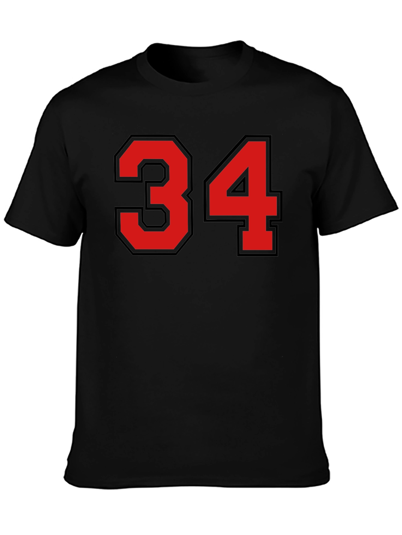 Mens Black T-Shirt with Red 34 Design